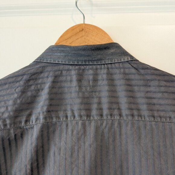 Ted Baker Shirt Men's Size 4 Dark Gray Button-up Kohl Stripes Long Sleeve Large - Picture 7 of 12